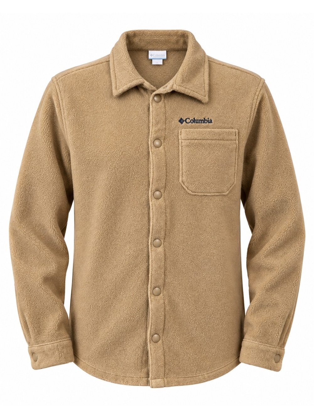 Columbia Youth L 14/16 Tan Fleece Snap Front Shirt Jacket Shacket Gorpcore